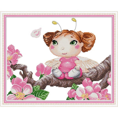 Bee fairy on peach tree