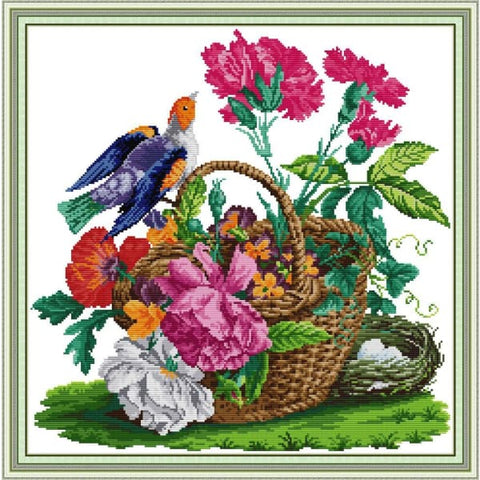 Birdie and flower basket