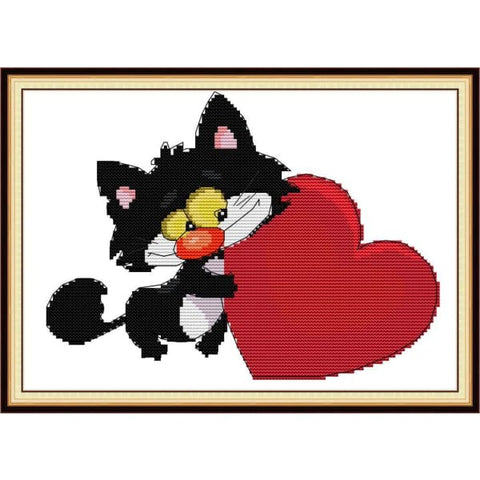 Black Cat and Red Heart