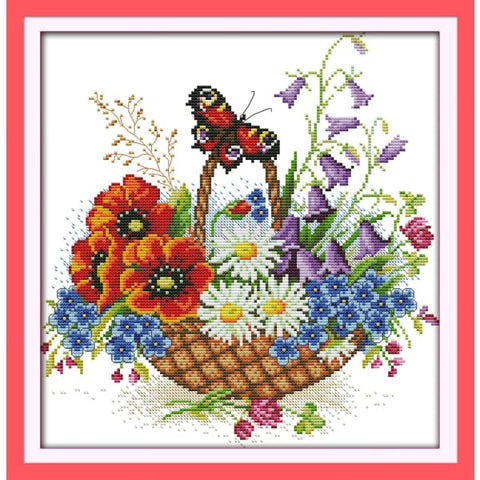 Flower basket and butterfly