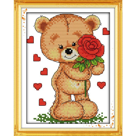 Little bear sending roses