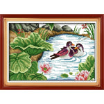 Mandarin duck in the lotus pond