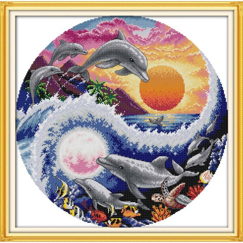 Sun moon and dolphins