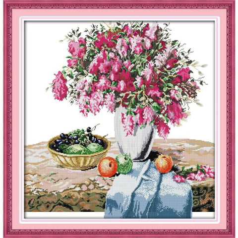 The azalea vase and fruit