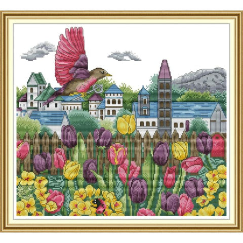 Tulips and bird