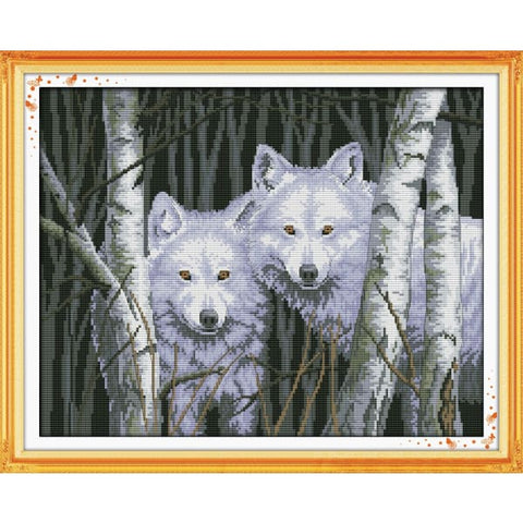 Wolves in woods